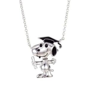 Snoopy Graduated PEANUTS Silver Plated "Snoopy" Graduation Pendant Necklace